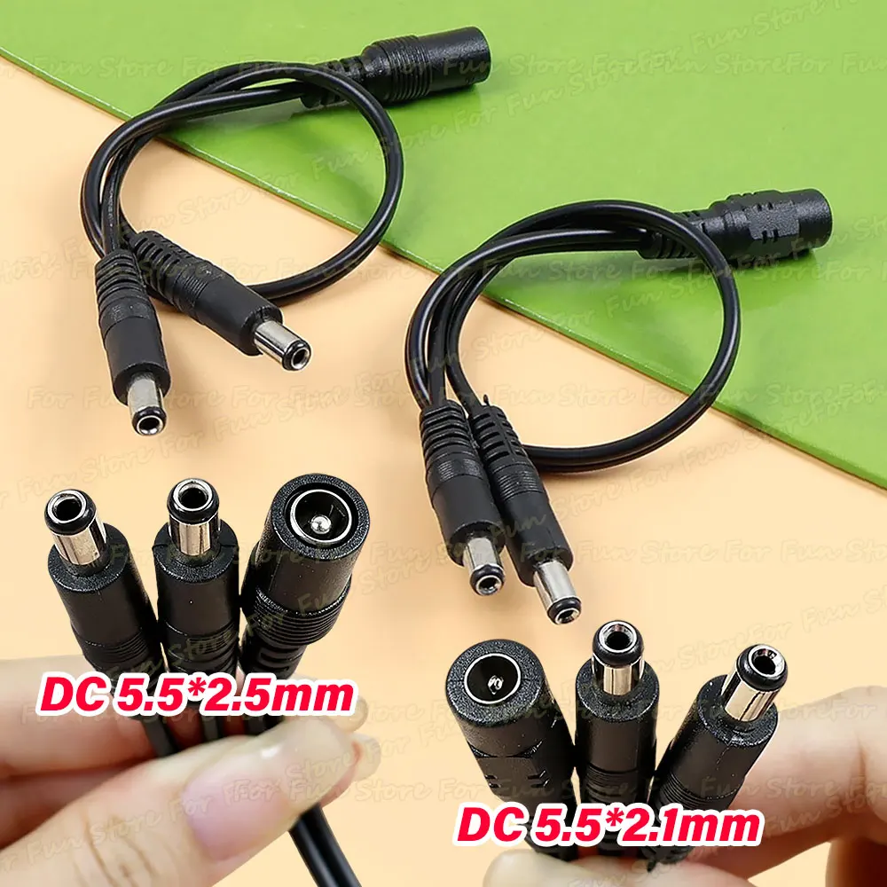 For-Fun 1/2/5PCS 5.5x2.1/2.5mm 1 Female to 2 Male Power Cord DC Power Adapter Cable Splitter Connector Plug for CCTV LED Strip