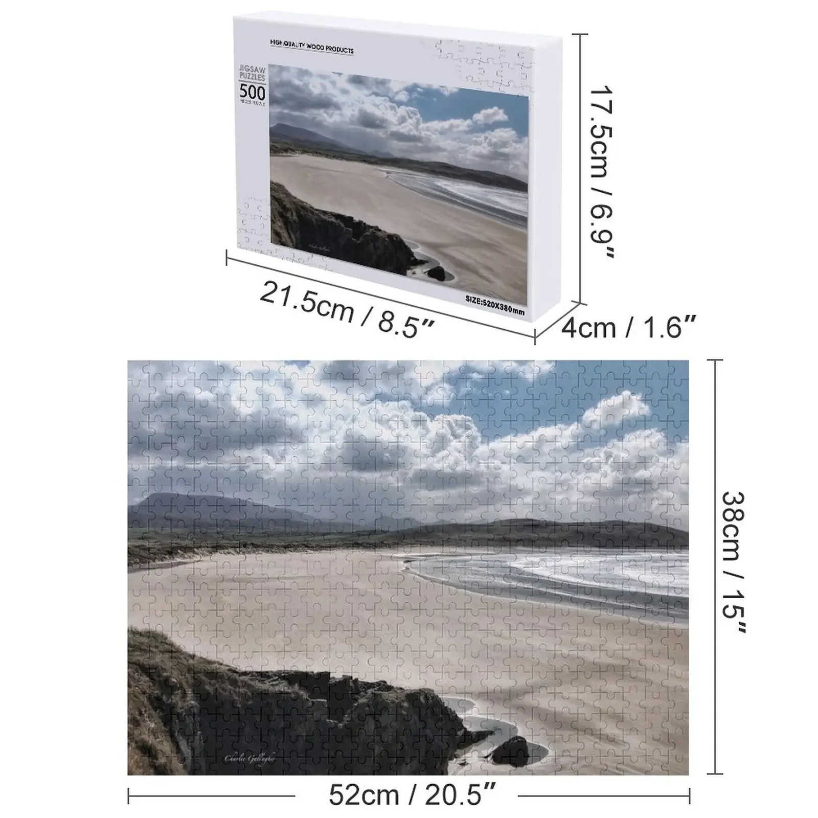 Tramore playa, Dunfanaghy, Co. Donegal con la gama de montaña de los siete hermanas en el fondo Rompecabezas