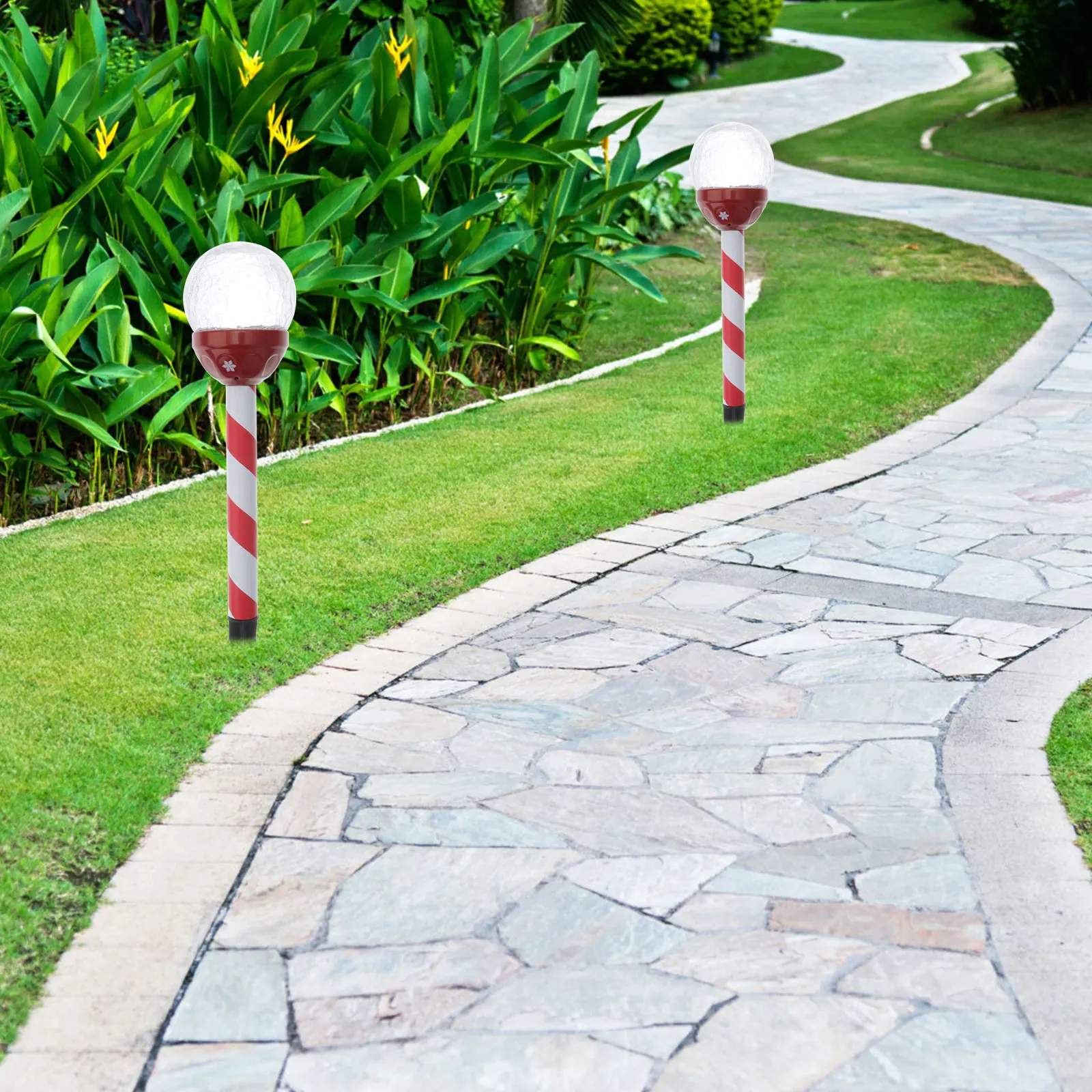

4pcs Solar Led Lawn Lanterns Glass Waterproof Outdoor Garden Lights For Christmas Patio Driveway Yard Landscape Ip44
