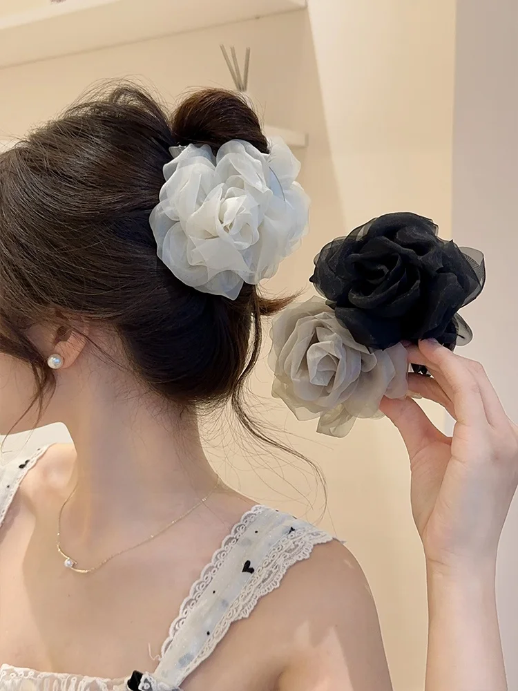 

High Quali Floral Hair Claw Women's Ele Hair Accories ark Bite Sle New 2025 Summer Fre out Faion Hairpins