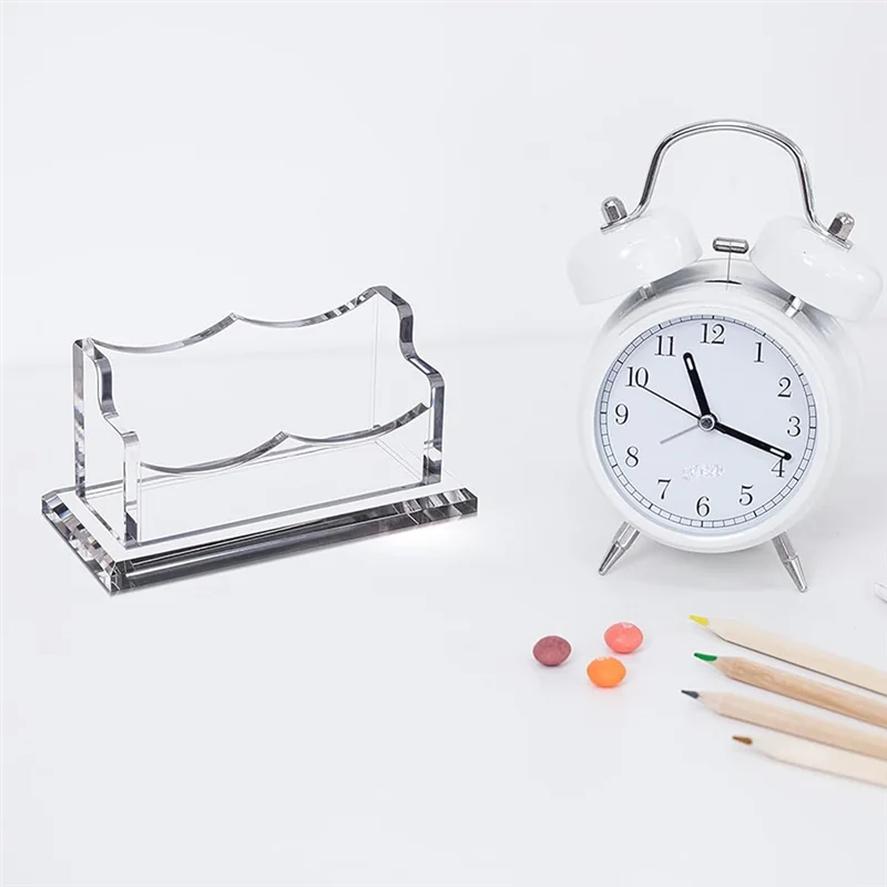 ABKN-Clear Horizontal Business Card Holder Stand For Desk, Acrylic Desktop Display Name Cards Holders Organizer Storage Rack Dur
