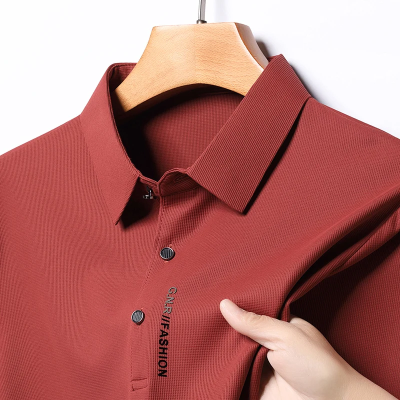 قميص بولو بأكمام طويلة للربيع والخريف للرجال، تي شيرت بياقة، فستان فضفاض للأب في منتصف العمر، تي شيرت، معطف سفلي #2
