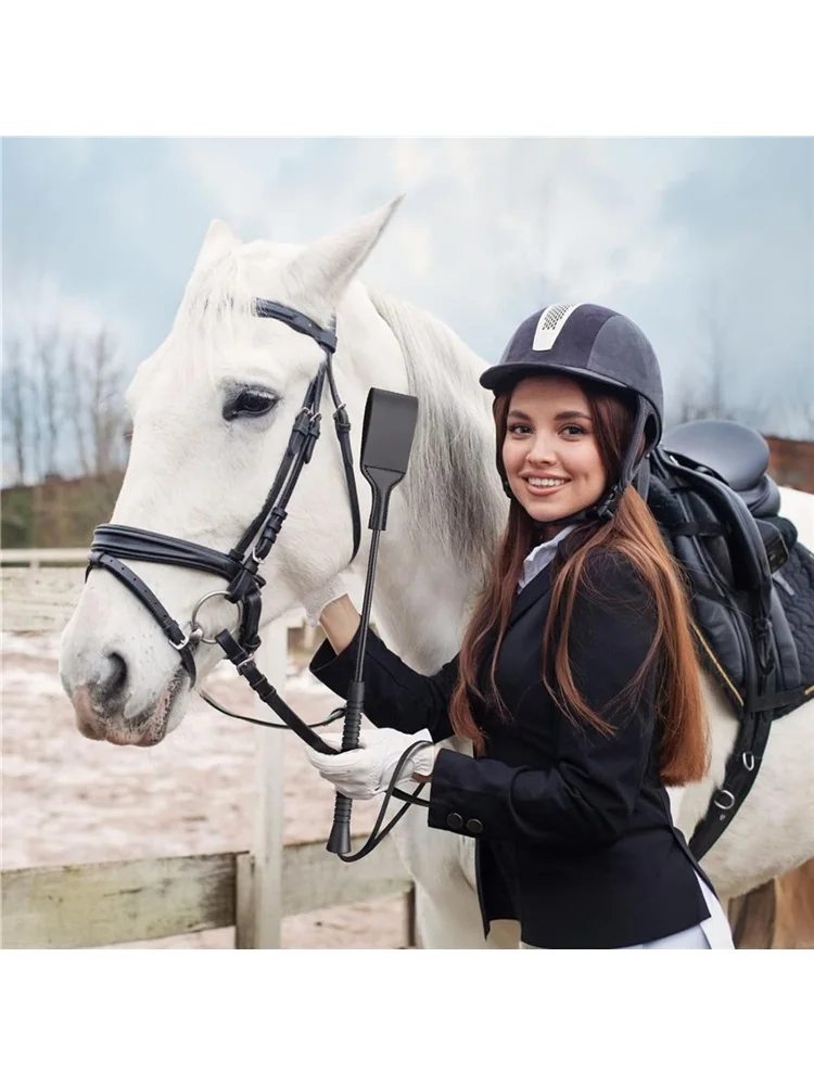 18-calowy bat jeździecki, wysokiej jakości bat jeździecki do sportów jeździeckich, czarny, z antypoślizgowymi uchwytami