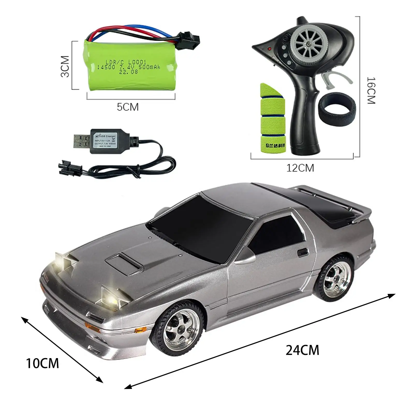 รถโมเดลความเร็วสูงพร้อมไฟ RC รถดริฟท์โมเดลรถควบคุมระยะไกล 1:18