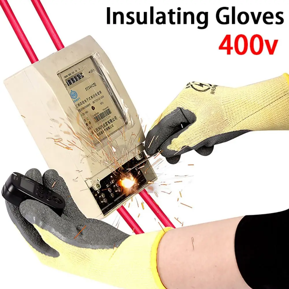 New 400v Rubber Insulating Gloves Anti-Electrical Non-slip Electrician Working Gloves Wear-resistant Safety Protective Gloves