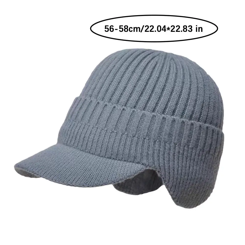 1Pcs Men Winter Black Knitted Hat Thickened Outdoor Cycling Ear Protection Warmth Peaked Cap Casual Fashion Bomber Hats