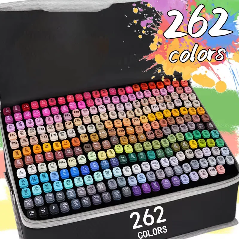 Alcohol Markers Fine & Chisel - Double Tipped Art Markers for Adult Sketch Illustration Comics, Gifts for Artist Adult - Greeting Card & Faux Leather Lining, Valentine's Day Gifts.
