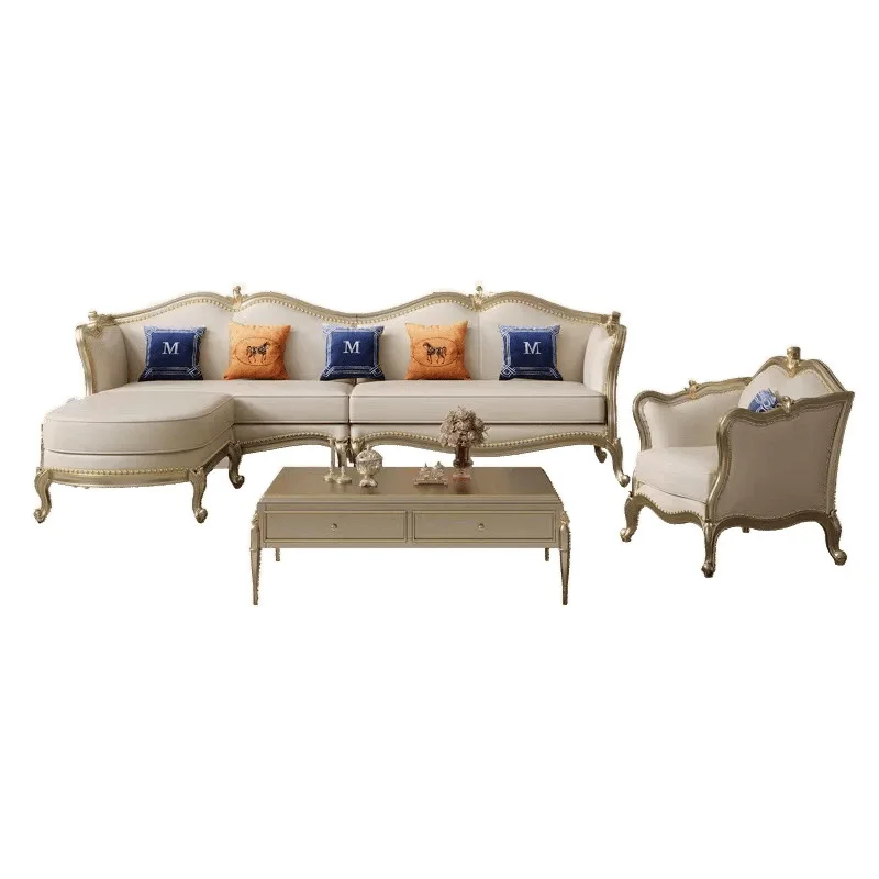 

#Light luxury sofa combination household living room size apartment country villa solid wood furniture European sofa