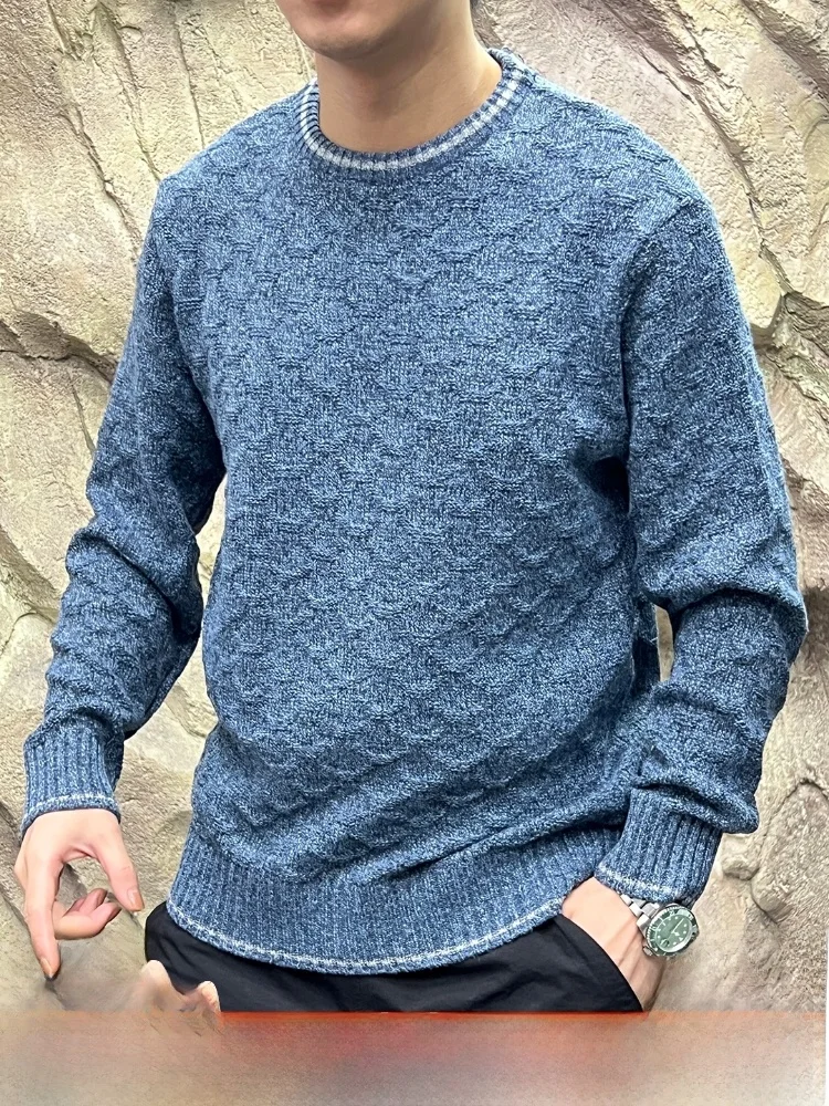 

Thiened Version Грубая игла, круглый пуловер, вязаный свитер, теплый мужской осенне-зимний вязаный мягкий полиэстер, хлопок...