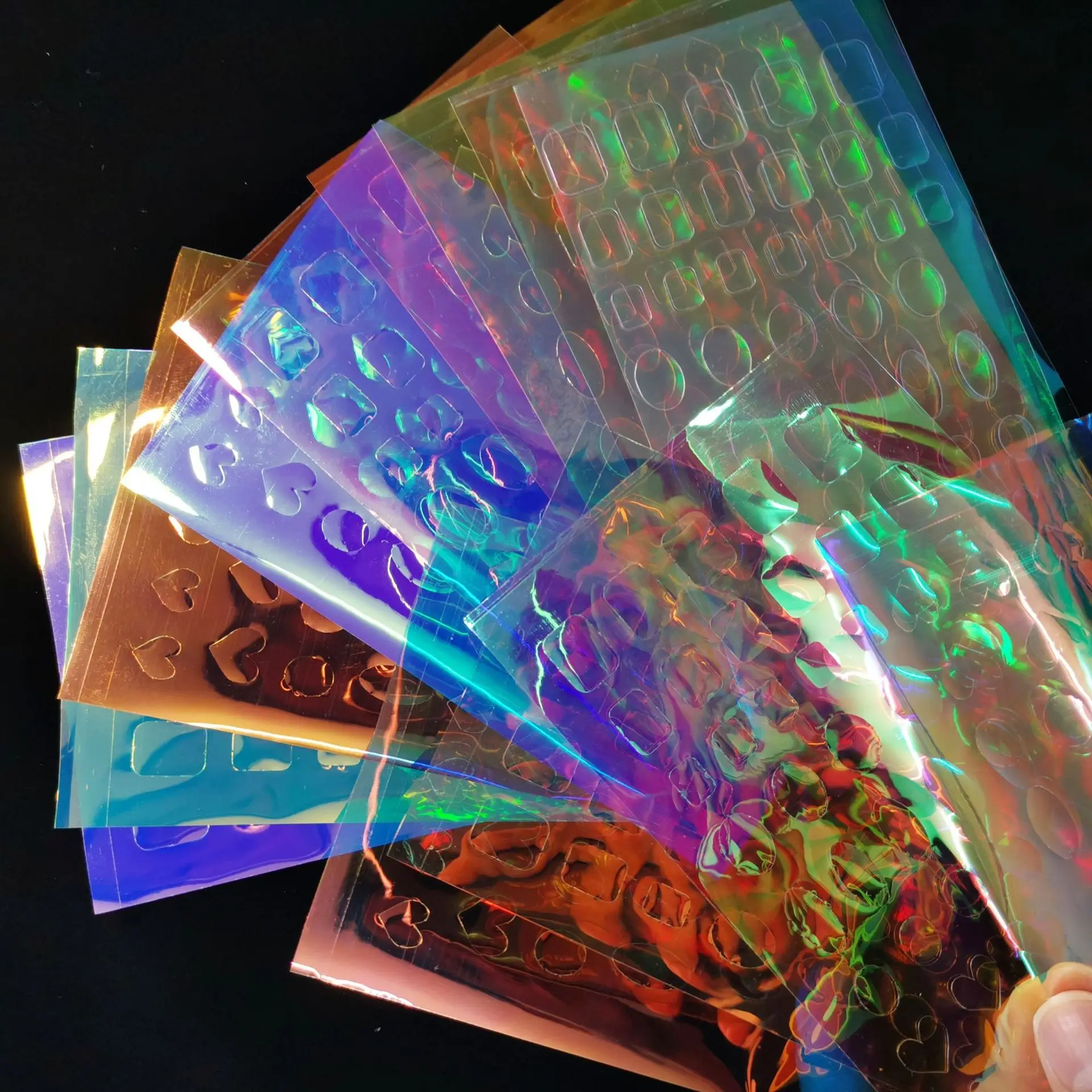 11 stücke Aurora Glas Eiswürfel Nagel Folie Aufkleber 3D Glas Papier Nagel Film Aufkleber Regenbogen Reflektierende Koreanischen Stil Nagel Aufkleber – Detail 3