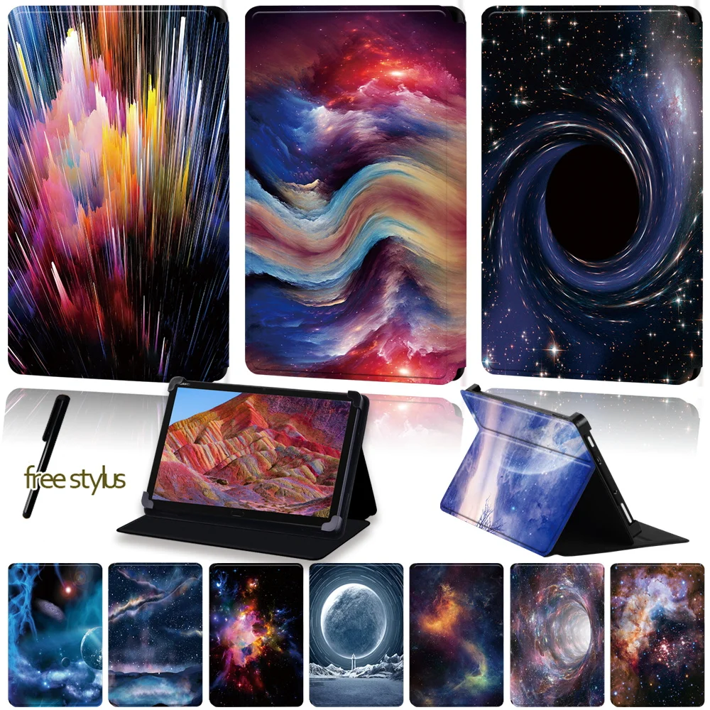 

Universal Tablet Stand Case for Huawei MediaPad M1/M2//M3/M5/M6/8.0"/8.4"/10"/10.8" Drop Resistance Space Print PU Leather Cover