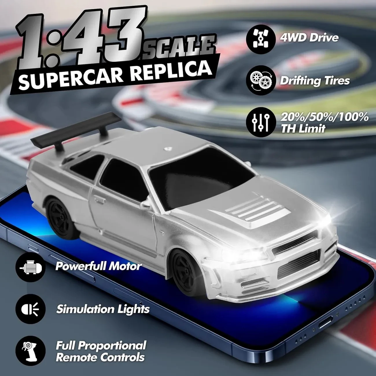 

RC Mini Drift Car, 2.4G Full Proportional RC Electric Mini Racing Drift Car Model, 1/43 Scale RC Model Cars Gifts for Adults
