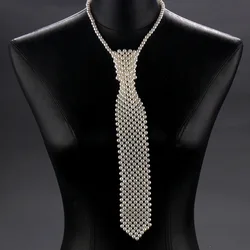 Popular pearl tie fashion trend style boys and girls temperament clothing pure handmade beaded bow tie