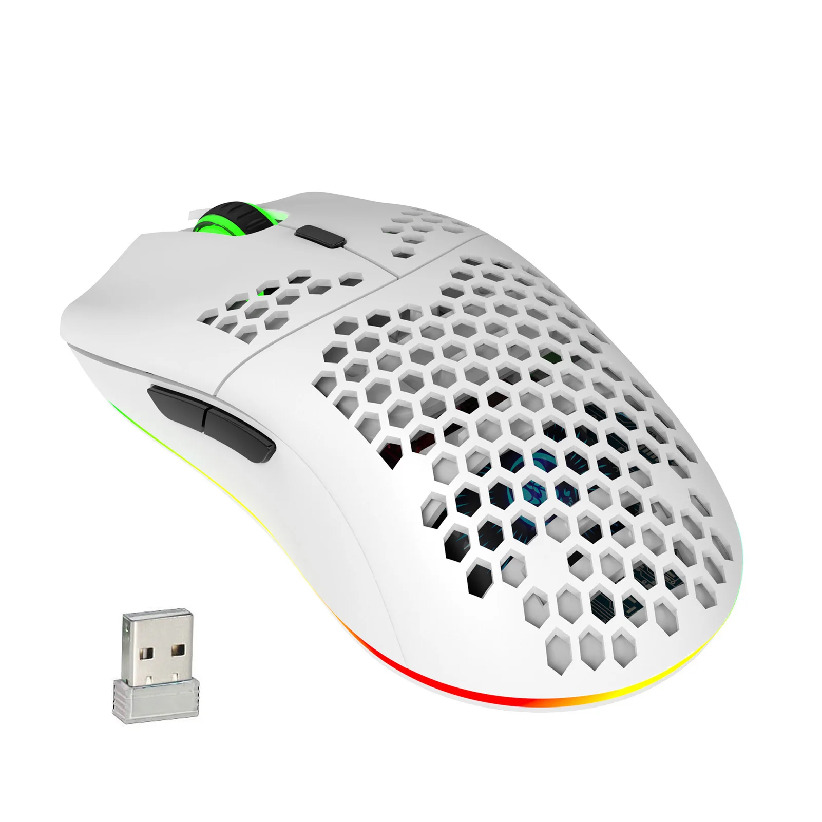 HXSJ T66 RGB 2.4G bezprzewodowa mysz do gier oświetlenie RGB mysz ładująca z regulowanym DPI ergonomiczna konstrukcja do laptopa stacjonarnego