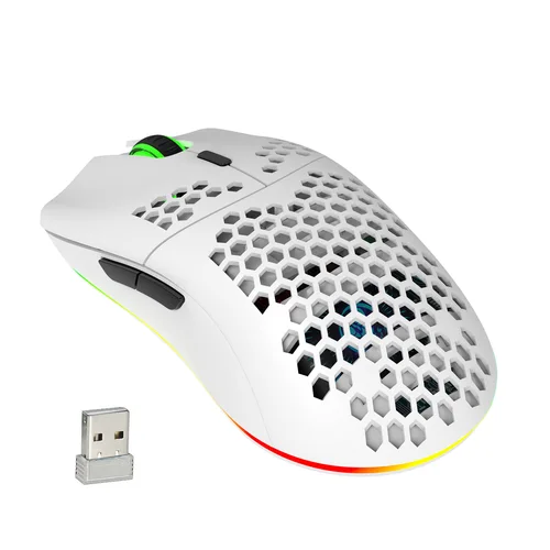 Ratón inalámbrico para juegos HXSJ T66 RGB 2,4G, ratón de carga con iluminación RGB y diseño ergonómico de DPI ajustable para ordenador portátil de escritorio