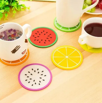 Fruit Shape Cup Coaster Silicone Slip Insulation Pad Cup Mat Hot Drink Holder Mug Stand Home Table Decorations Kitchen Accessory