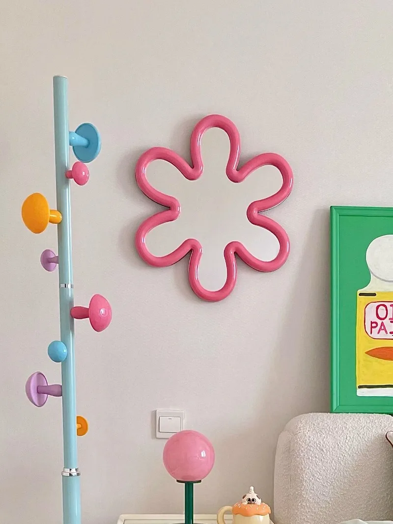 Flower cream ins wind creative makeup wall hanging niche art special-shaped mirror decoration