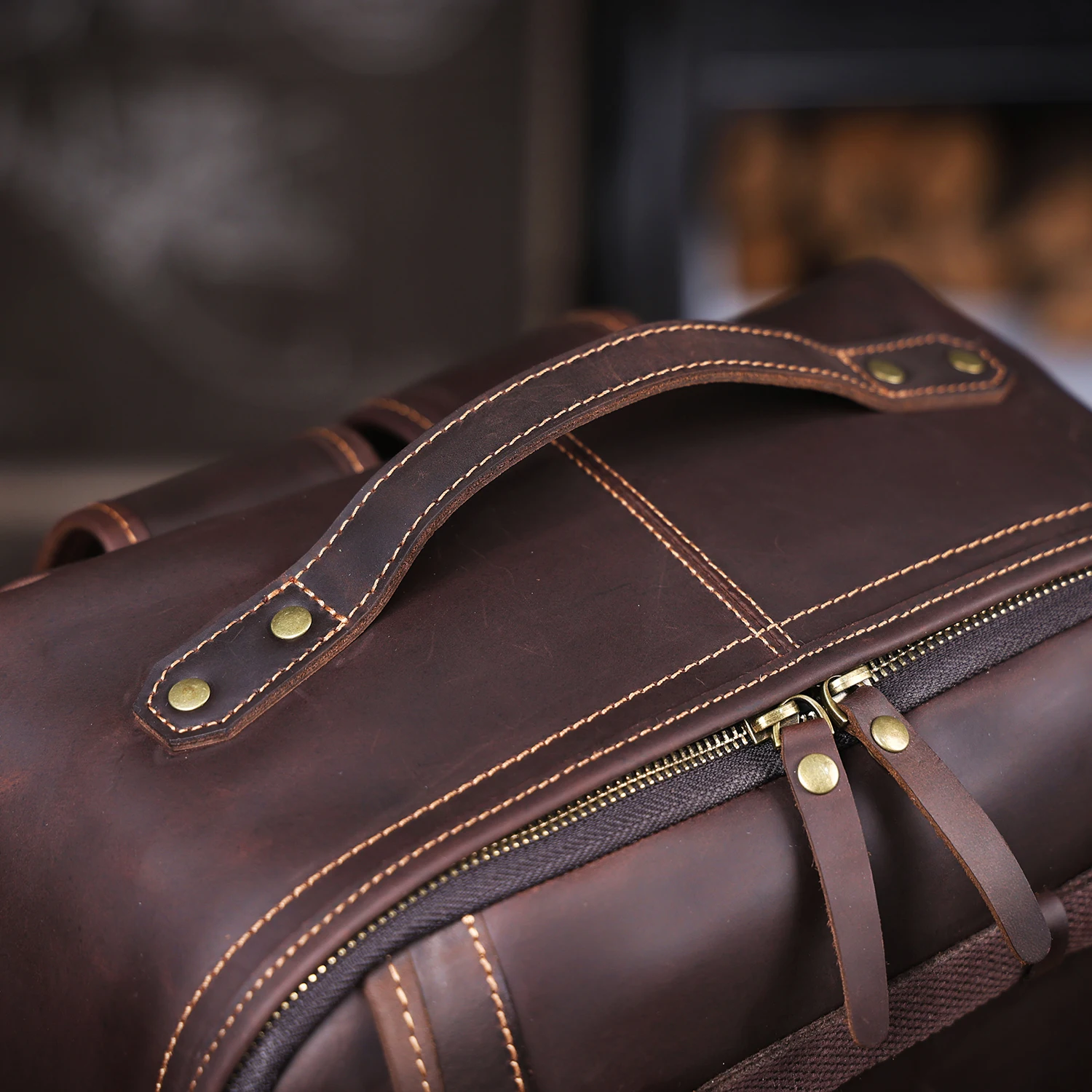 S.WORKER Vintage Echtleder-Rucksack 16" Laptop-Tasche Lässige Crazy-Horse-Leder-Schultasche Outdoor-Reise-Weekender-Tasche – Detail 17