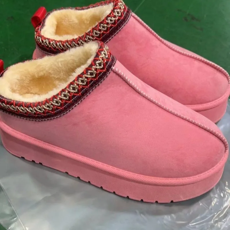 New Women's Ankle Snow Boots Women Winter Brand Fur Short Plush Warm Flats Slippers Platform Shoes Flip Flops Boots Cotton Shoes