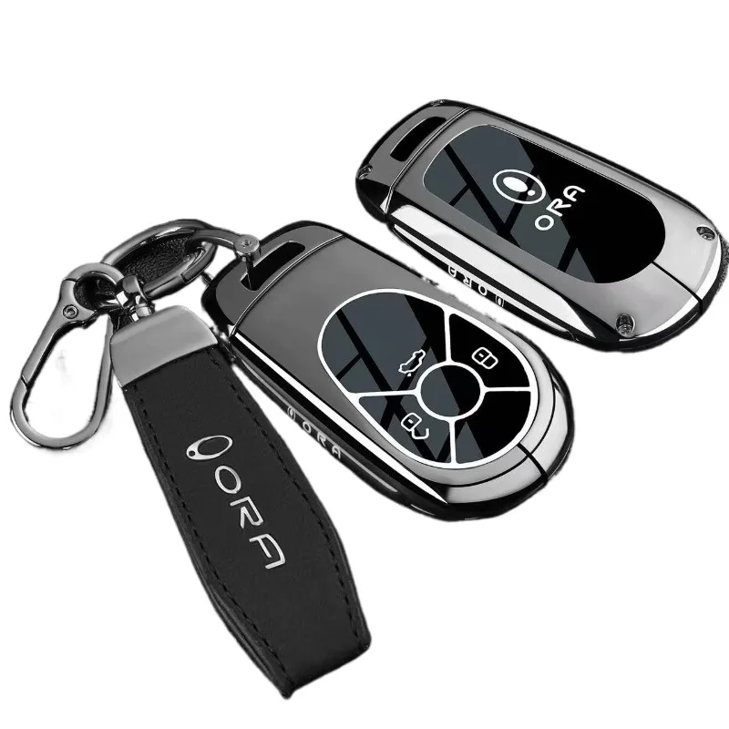 Zinc Alloy Key Fob Cover for ORA 5/Good Cat GT/Mulan/Ballet Cat/Lightning Cat, Heavy Duty Metal Case Shell with Keychain