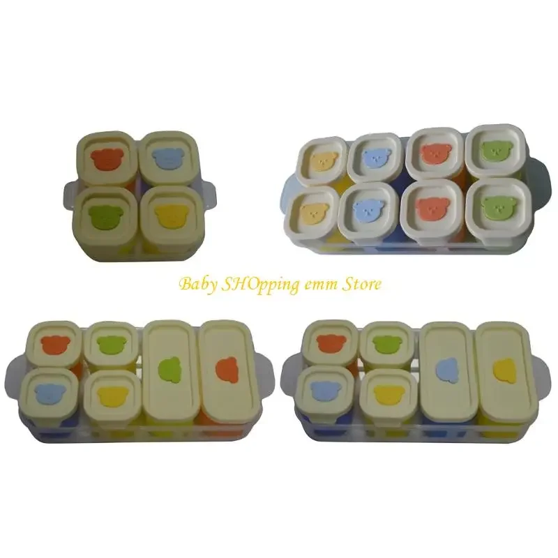23GD 4 Section Silicone Baby Freezing Tray Nonslip Design Ice cubes Container With Steam Safe Lid For Infant Puree Storage