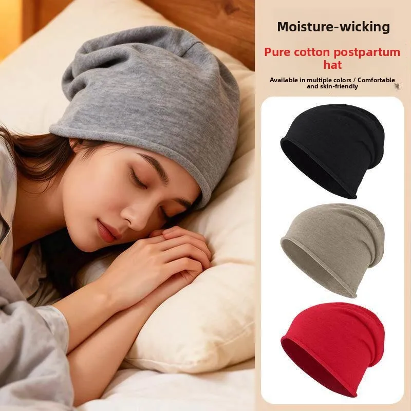 

Unisex Autumn Winter Beanie Hat Large Head Circumference Cuffed Combed Cotton Cold Hat Breathable Windproof Pressure Free Sle...