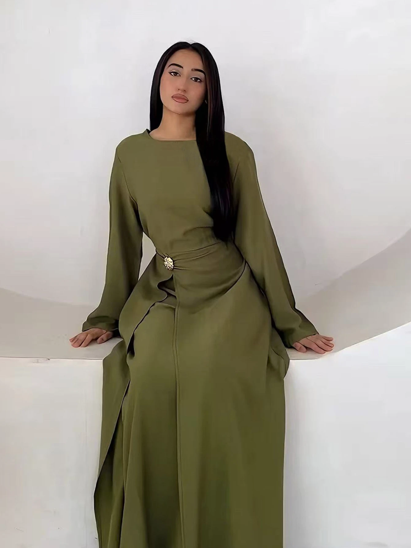 

Eid Women Dress Muslim Solid Modest Abaya Dubai Vestidos Largos Long Dresses Kaftan Arab Robe Party Caftan Jalabiya Ramadan 2025