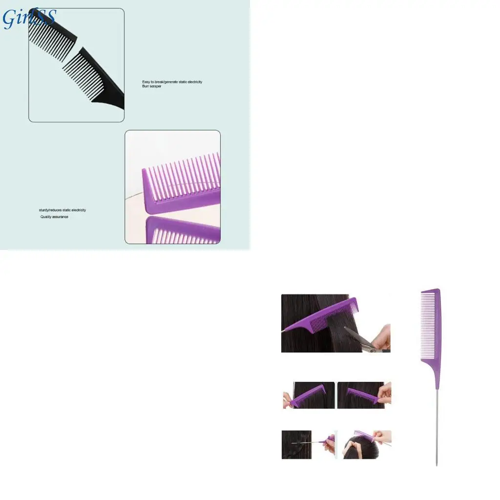 

Металлические расчески для хвоста, заостренные пластиковые расчески для проборов для женщин и девочек, термостойкий инструмент