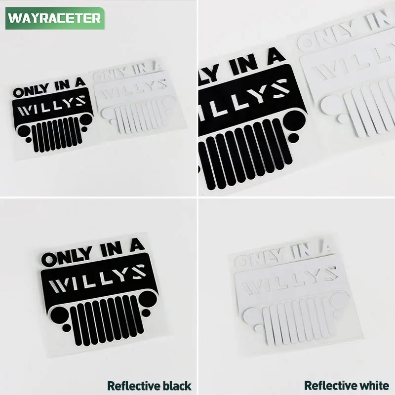 ملصق فينيل عاكس فقط في رسومات ويليز ملصق نافذة حاجز صندوق السيارة لسيارة جيب رانجلر JK JL TJ YJ CJ JLU Gladiator JT