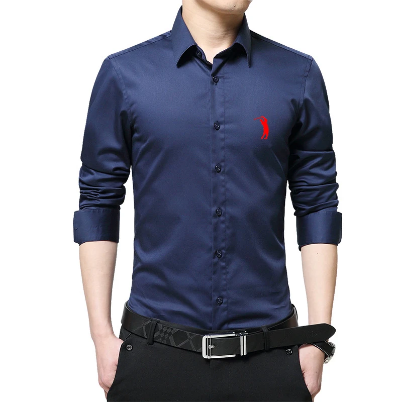 Camisa listrada de манга comprida masculina, электрическая, анти-rugas, vestido, slim fit, social, blusa de Business, высокое качество,