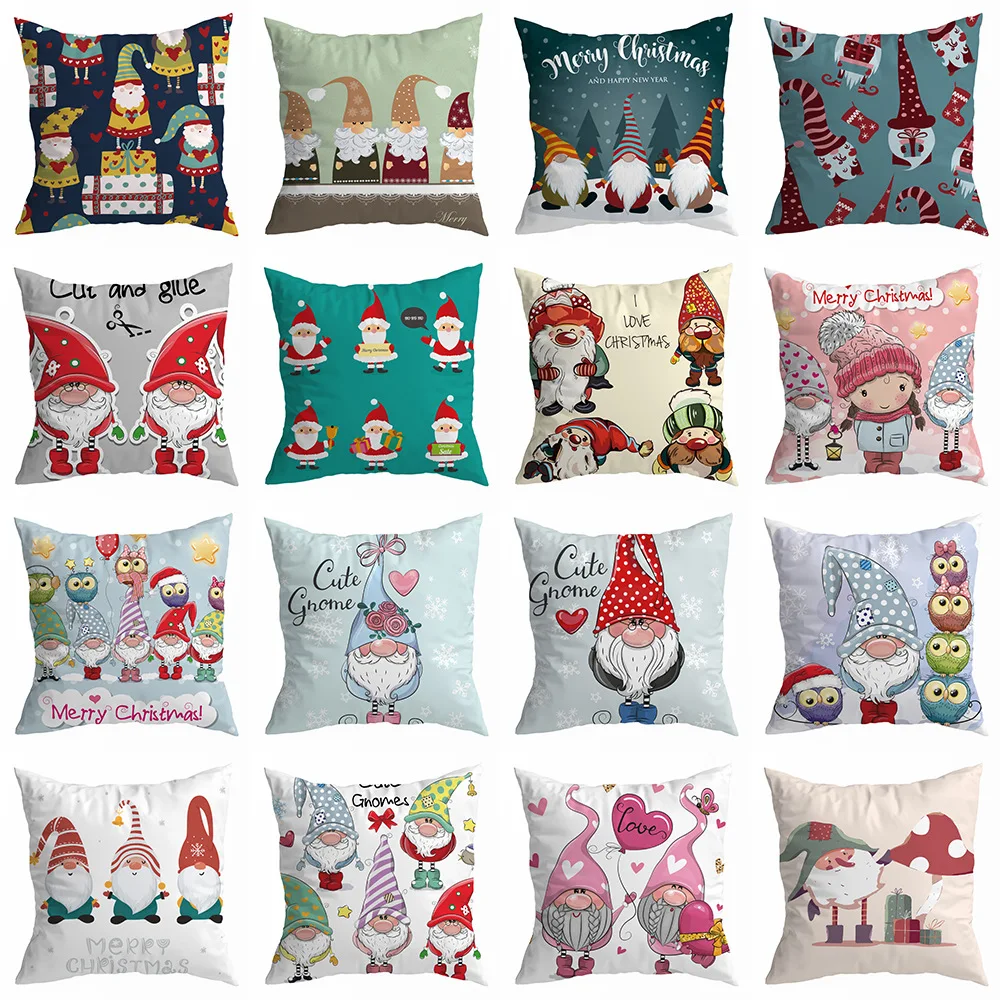 Christmas Gnome Pillow Cover Cute Cushion Car Office Sofa