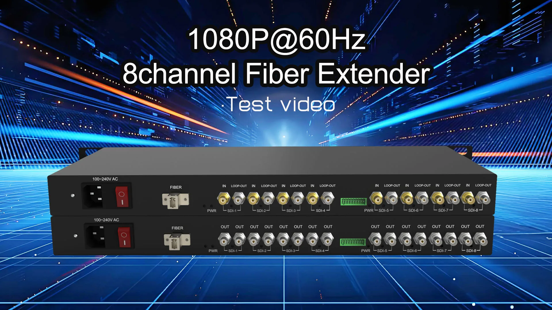 8-Ch SDI/HD/3G-SDI over Single Fiber and RS485 CWDM Uncompressed Extender 1U Rack-Mountable