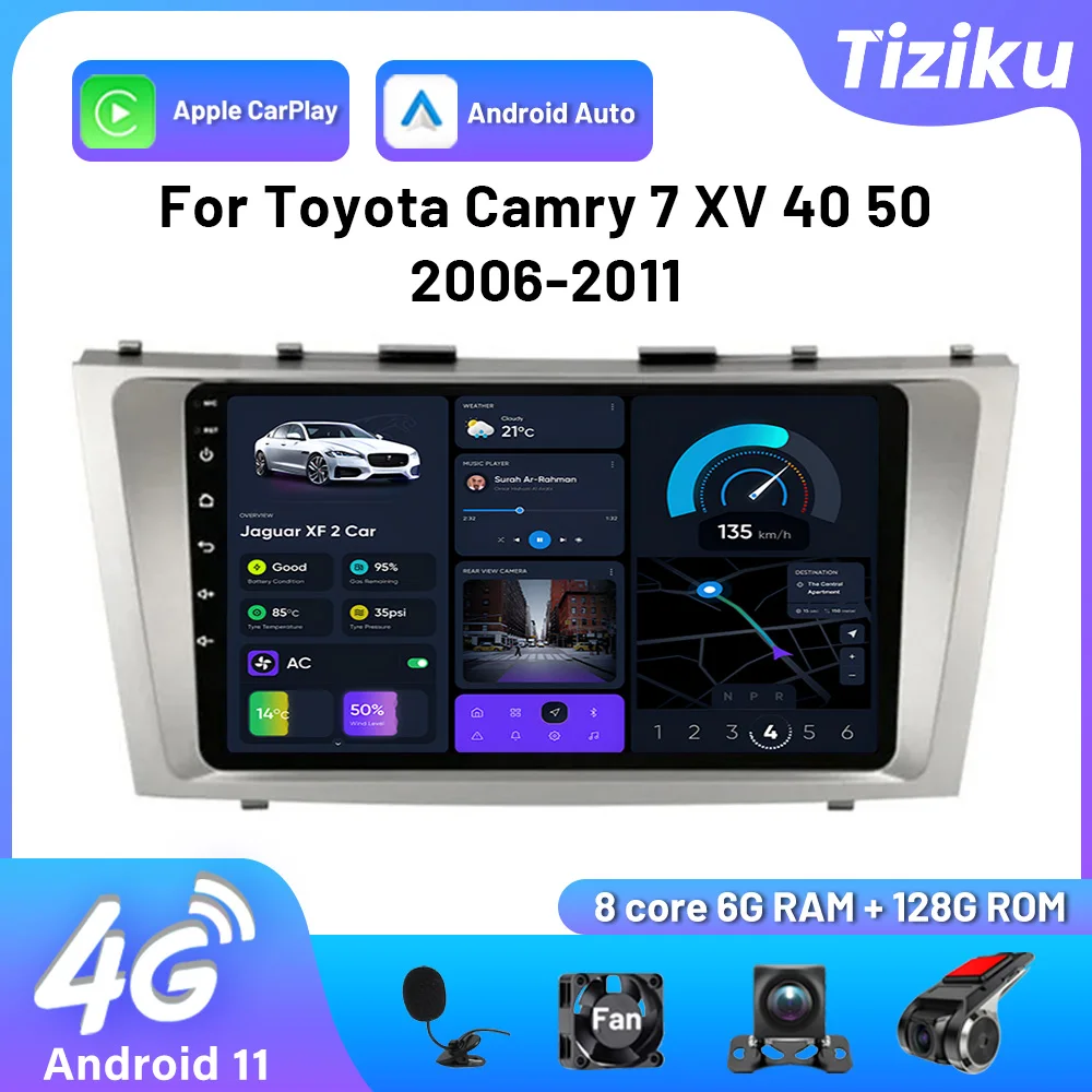 

Android 13 Car Radio Multimedia Automotive For Toyota Camry 7 XV 40 50 2006-2011 Carplay Android Auto Wireless 8Core Autoradio