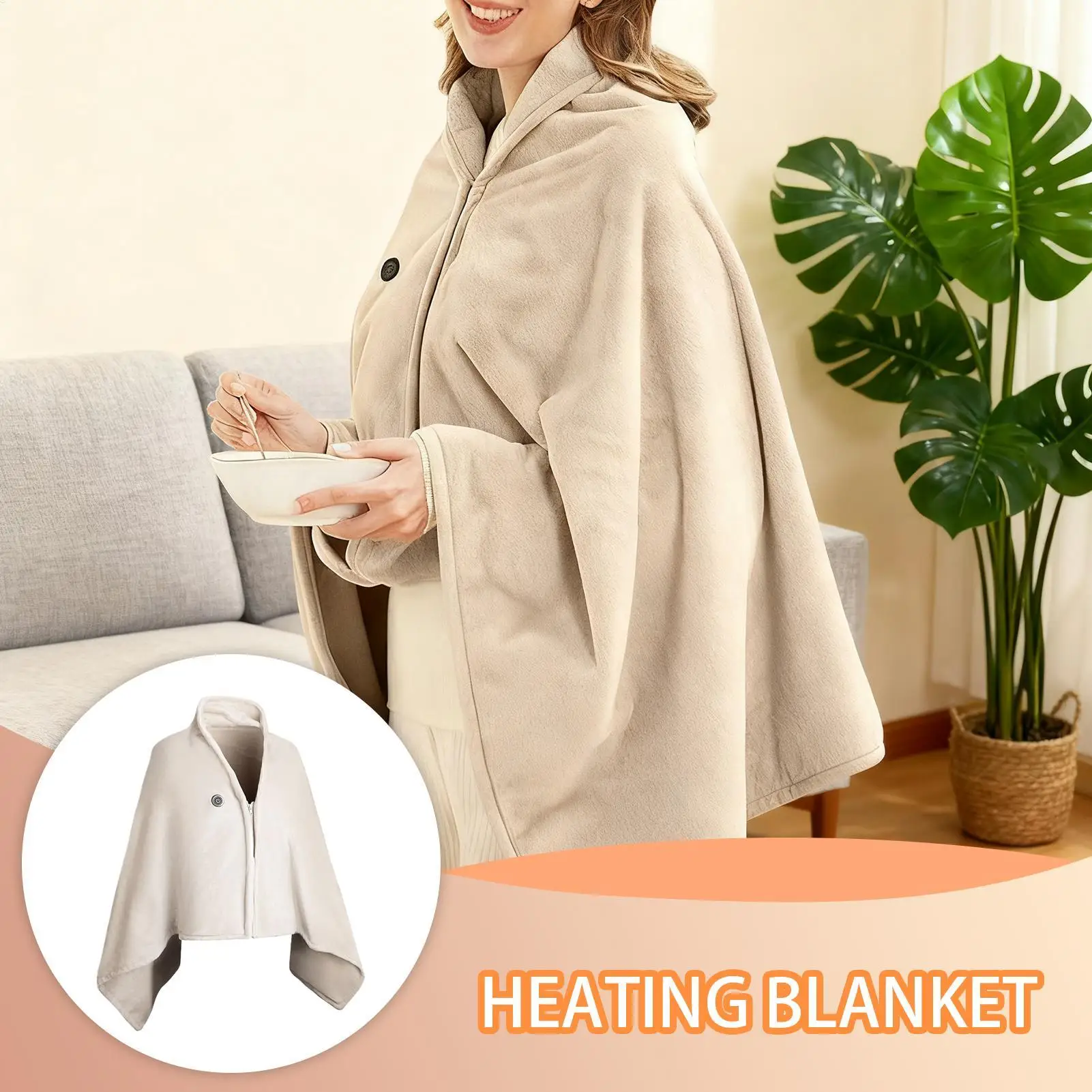 

Heated Shawl Wearable USB Rechargeable Electric Shawl Portable Electric Blanket For Room Offices School Travel Camp Picnic