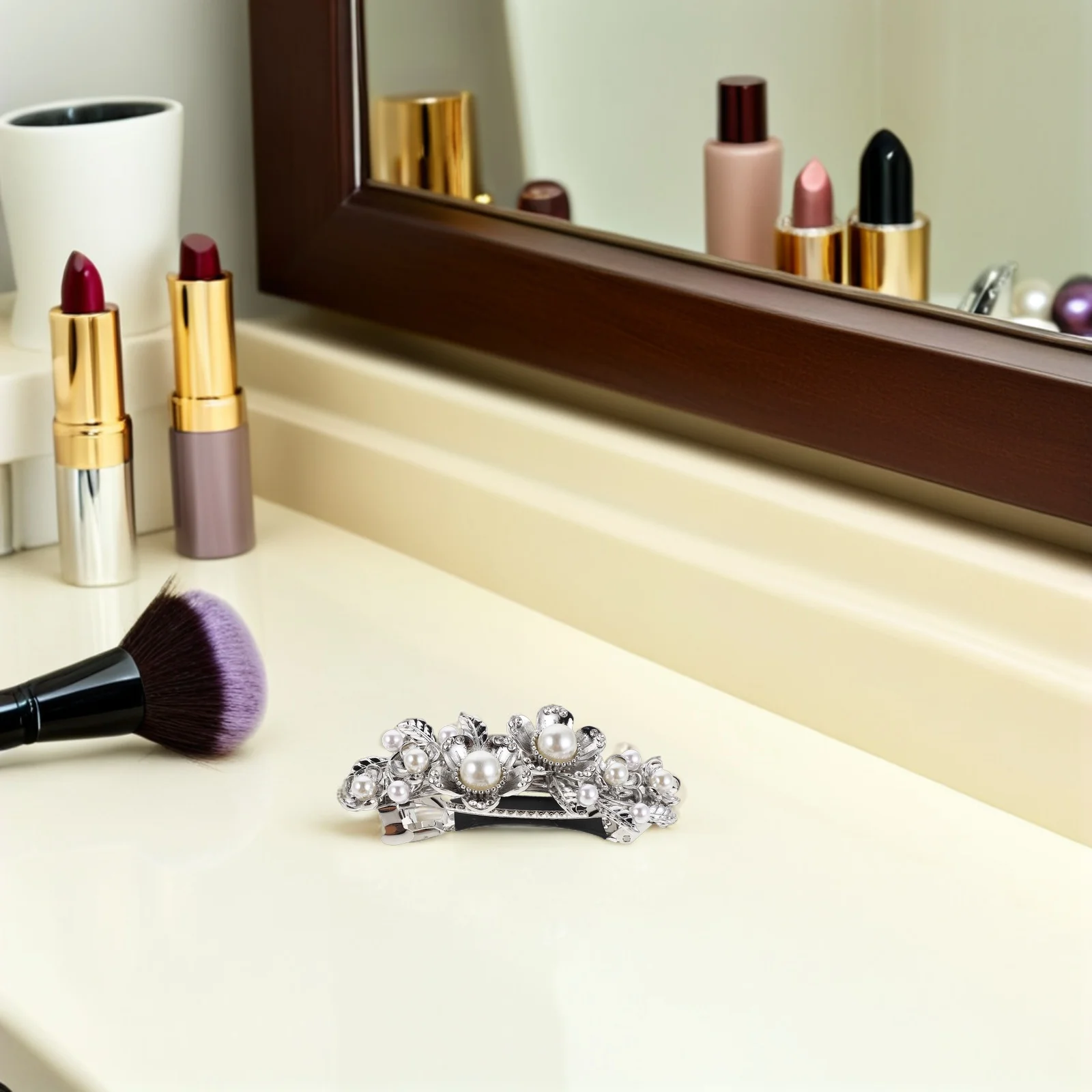 

Винтажные заколки для волос для женщин, заколка с цветком и стразами, металлическая заколка для волос с когтями, свадебный аксессуар, декоративный жемчуг