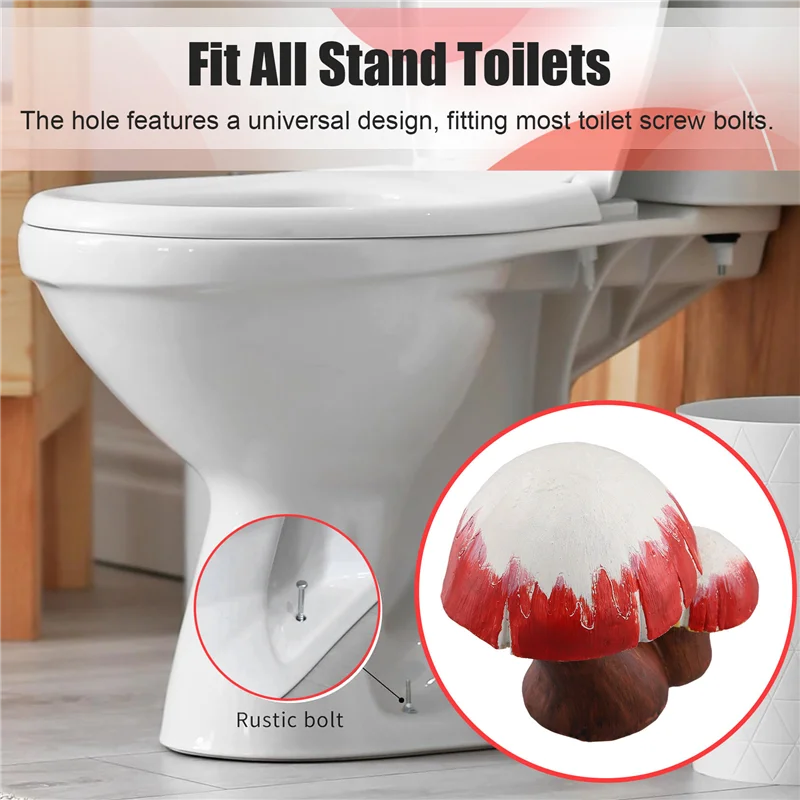 A85I-Toilet Bolts Covers Colorful Resins Mushroom Design Toilet Bolts Caps Bathroom Decors Replacement Accessories