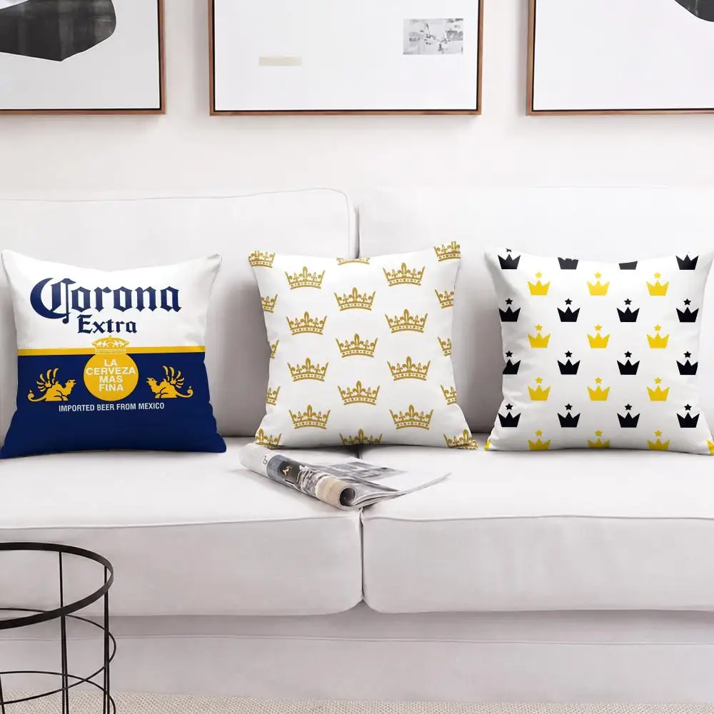 C-Corona Fashion Cushion Cover Short Plush Soft Double-Sided Printing Pillow Case Cozy Sofa Bedroom Home Decor Gift