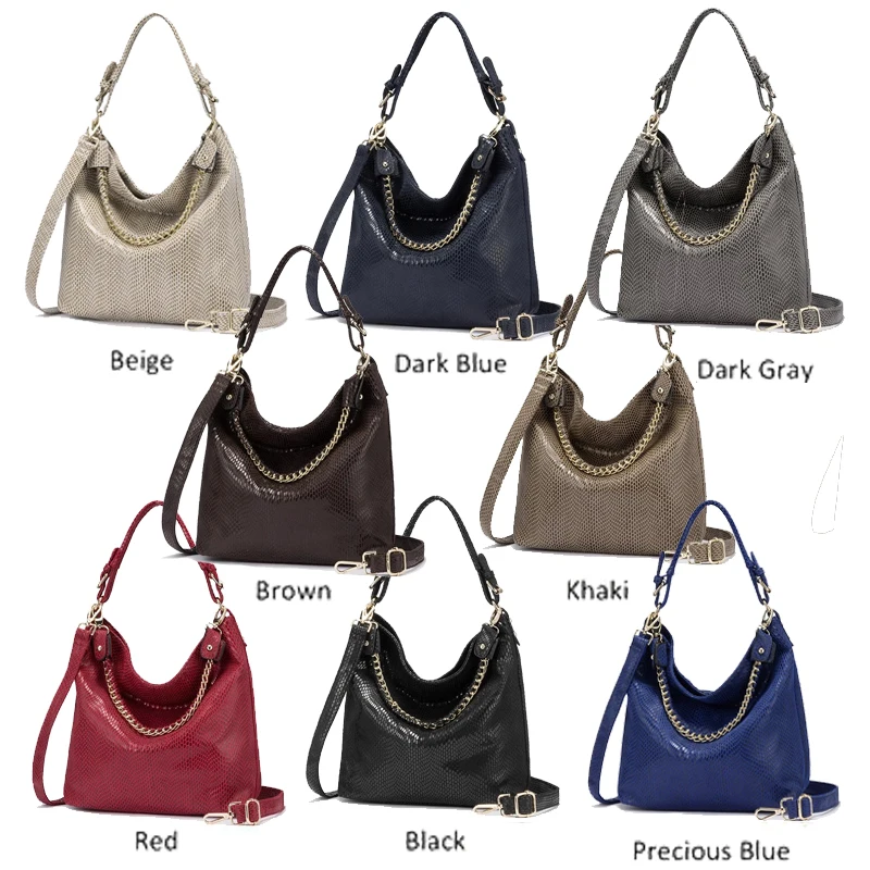 Arliwwi Large PU Leather Shiny Serpentine Casual Bags Hobos Stylish Luxury Embossed Big Handbag Women P015