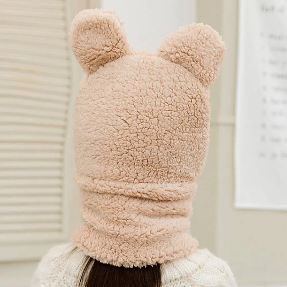 جديد لطيف الدب الصغير غطاء حماية الأذن الباردة والدليل على الدفء قبعة وشاح قطعة واحدة يندبروف البلوز قبعة الشتاء