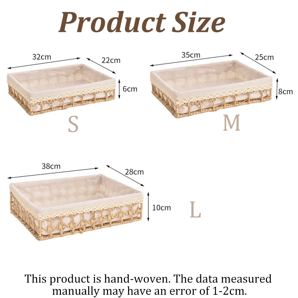 سلة تخزين منسوجة يدويًا مع بطانة قطنية قابلة للإزالة لمستحضرات التجميل وجبة خفيفة أشتات منظمة صندوق تخزين ديكور غرفة النوم والحمام #2