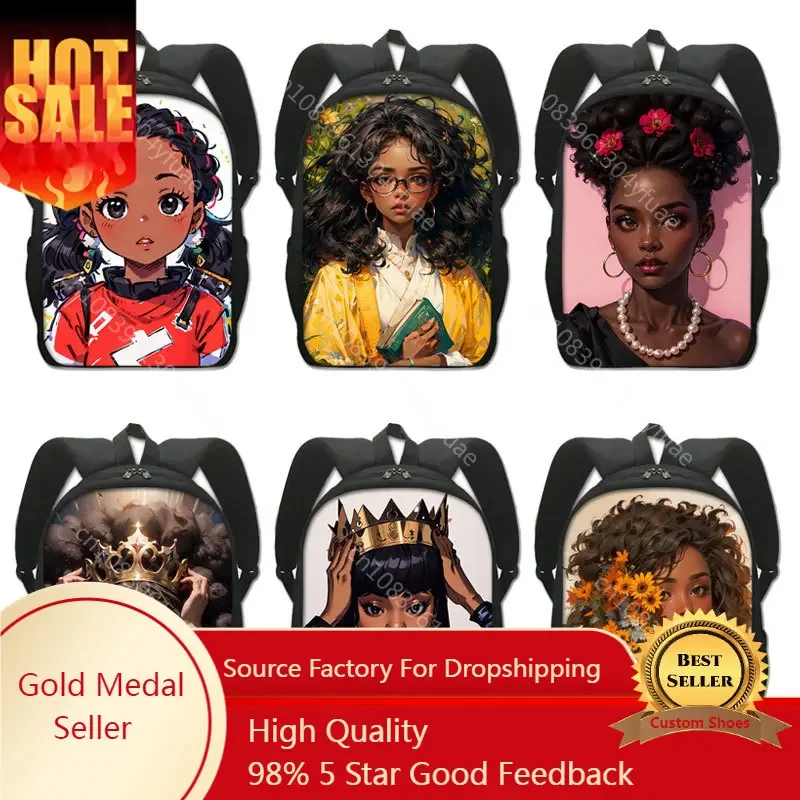 

Afro Black Women Print Backpack American Africa Girl Student School Bags for Teenagers Cartoon African Girl Laptop Daypack