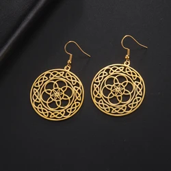 Flower of Life Sacred Geometry Earrings Stainless Steel Mandala Drop Earrings for Women Supernatural Protection Amulet Jewelry