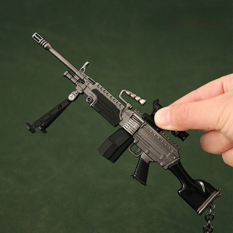 

Medium M249 Light Machine Gun Detachable Mirror Magazine Full Metal Ornaments Keychain Decompression Toy Collection Gift