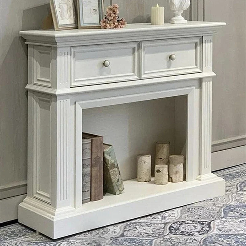 

Французский простой белый камин из цельного дерева, новый входной входной камин, украшение для гостиной, ящик, стойка для камина