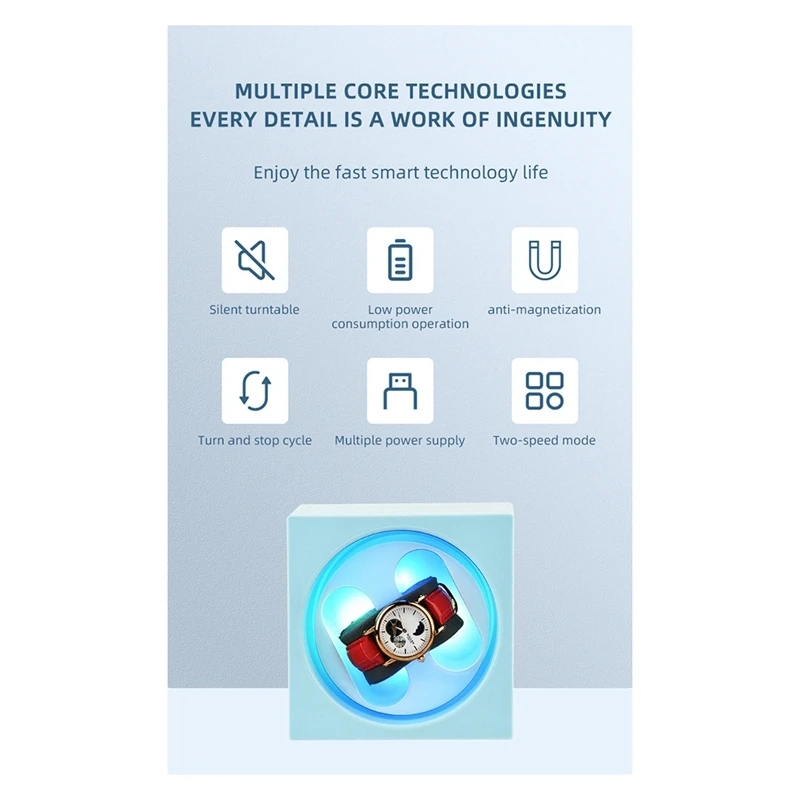 Mechanical Watch Winder Watch Winder Box Movement Silent Automatic Rotator Wrist Watches Showcase Blue