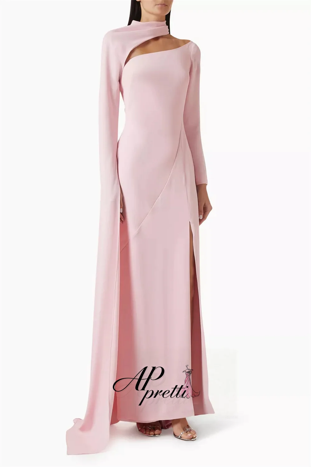 AP pretti Pink Mermaid Trumpet Elegant Formal Evening Gown High Neck Side High Slit Wedding Reception Dress Customized 2026  ﻿