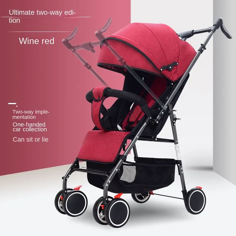 High Landscape Stroller Newborn Travel Stroller Two-way Seat Lightweight Folding Four-wheeled Shock-absorbing Baby Stroller