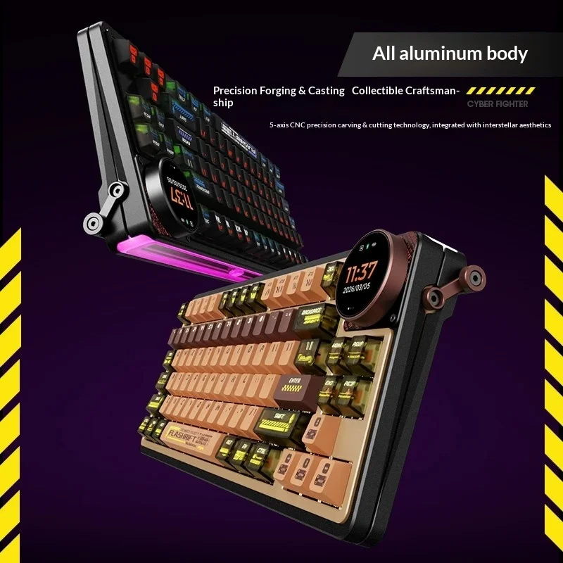 Keychron Z1MAX   Mechanical Keyboard Full Aluminum Case Cyberpunk Tri-mode Wireless RGB LCD Screen Dual System Gaming Keypad