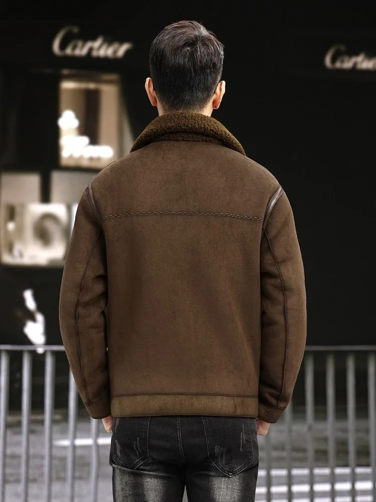Men Winter Reversible Wool Cashmere Coat Turndown Collar Top Quality Thick Warm Overcoat Loose Fit Single Breasted Casual Jacket