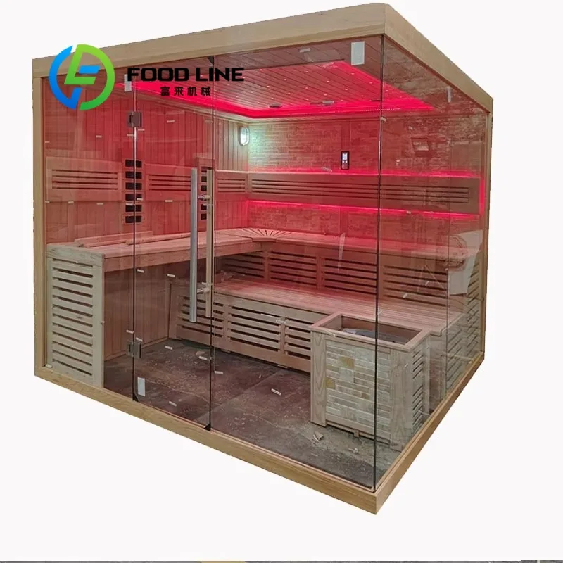 Wood Sauna Room Heated Cabin Interlocking Logs Thermo Treated Aspen Wall Insulation Unit Home Wellness Corner Factory Price